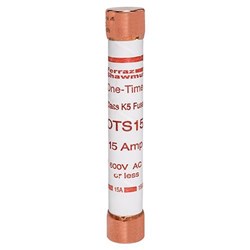 MERSEN FUSE LINK 600VAC 300VDC 15A UL CLASS K-5 GENERAL PURPOSE FERRULE 21*127MM OTS15