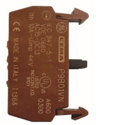 ABB P9B01VR Single Contact Block Brown 1NC Front Mount Meta For: 3 and 5Position Holder