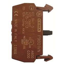 ABB P9B10VN Single Contact Block Brown 1NO+1NC Front Mount For: 3 and 5Position Holder
