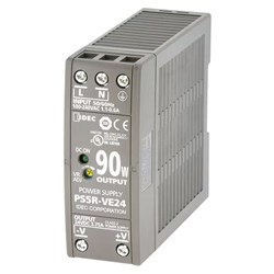 IDEC PS5R-VE24 Switching Power Supply 100-240VAC 24VDC 1.1A 0.6A 90 Watt DIN Rail Mount IP20
