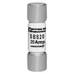 Mersen SBS20 Fast-Acting Midget Fuse 20A 600VAC 0.41 in Dia 1.38 in L 100kA Interrupt Ferrule