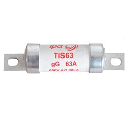 IPD TIS63M80 Fuse Link 80A 690VAC Offset Slotted Bolted Tag BS88/A3 Fuse 80kA 73mm gM