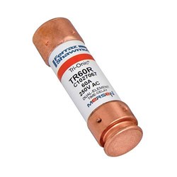 Mersen TR60R Time Delay Current-Limiting Fuse 60A 250VAC/DC 21mmDia 76mm L Class RK5 200kA Clip Mount Ferrule