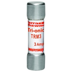 Mersen TRM3 Time Delay Midget Fuse 3A 250VAC 10mm Dia 38mm L 100kA Ferrule 10 in Dia x 38mm L Clip Mount
