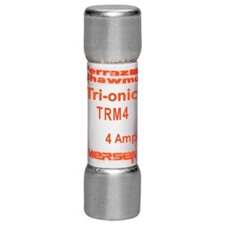 Mersen TRM4 Time Delay Midget Fuse 4A 250VAC 10mm Dia 38mm L 100kA Ferrule 10 in Dia x 38mm L Clip Mount
