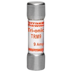 Mersen TRM9 Time Delay Midget Fuse 9A 250VAC 10mm Dia 38mm L 100kA Ferrule 10 in Dia x 38mm L Clip Mount