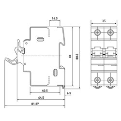 Mersen CUS102 Fuse Holder 32A 2-P 1000VDC DIN Rail Mount 10sq-mm Cable Entry 10mm Dia x 38mm L Fuse