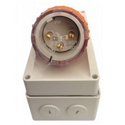 IPD W66AI332 Appliance Inlet 3 Round-Pin 1-Ph 32A 250VAC/DC IP66 Polycarbonate