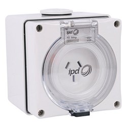 IPD W66AS310 Auto Switching Socket 3 Flat-Pin 1-Ph 10A 250VAC/DC IP66 Polycarbonate