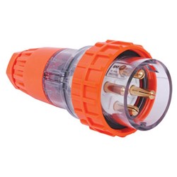 IPD W66SP432 Straight Plug 4 Round-Pin 3-Ph 32A 500VAC/DC IP66 Polycarbonate