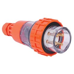 IPD W66SP450 Straight Plug 4 Round-Pin 3-Ph 50A 500VAC/DC IP66 Polycarbonate
