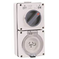 IPD W66SS310 Switched Outlet 3 Flat-Pin 1-Ph 10A 250VAC/DC IP66 Polycarbonate