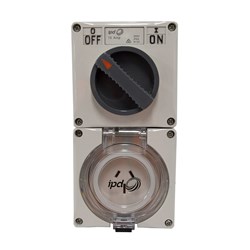 IPD W66SS310LB Switched Outlet 3 Flat-Pin 10A 250VAC/DC IP66 Polycarbonate