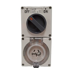 IPD W66SS315 Switched Outlet 3 Flat-Pin 1-Ph 15A 250VAC/DC IP66 Polycarbonate