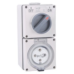 IPD W66SS410 Switched Outlet 3-P 4 Round-Pin 3-Ph 10A 500VAC/DC IP66 Polycarbonate