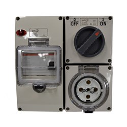 IPD W66SS540RCA Switched Outlet 5 Round-Pin 3-Ph 40A 415VAC/DC TypeA IP66 Polycarbonate