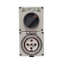 IPD W66SS550LB Switched Outlet 5 Round-Pin 3-Ph 50A 500VAC/DC IP66 Polycarbonate