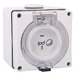 IPD W66US215/32 Unswitched Socket 2 Flat Polarised-Pin 1-Ph 15A 32VAC/DC IP66 Polycarbonate