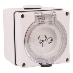 IPD W66US310 Unswitched Socket 3 Flat-Pin 1-Ph 10A 250VAC/DC IP66 Polycarbonate