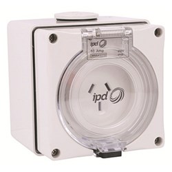 IPD W66US315 Unswitched Socket 3 Flat-Pin 1-Ph 15A 250VAC/DC IP66 Polycarbonate