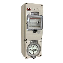 IPD W66US432RCA Unswitched Socket 4 Round-Pin 3-Ph 32A 415VAC/DC TypeA IP66 Polycarbonate