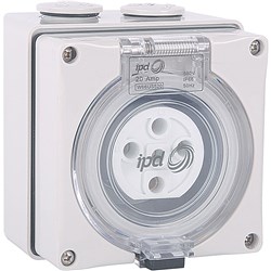 IPD W66US550 Unswitched Socket 5 Round-Pin 3-Ph 50A 500VAC/DC IP66 Polycarbonate