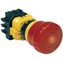 IDEC XW1E-LV413Q4M-R Emergency Stop Pushbutton Illuminated 1NO+3NC Screw 24VAC/DC