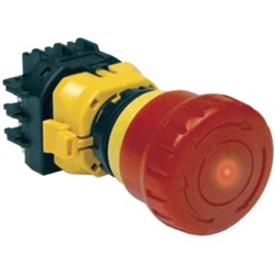 IDEC XW1E-LV422Q4M-R Emergency Stop Pushbutton Illuminated 2NO+2NC Screw 24VAC/DC