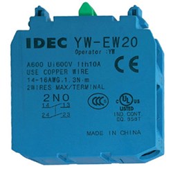IDEC YW-EW20 Contact Block 2NO Blue/Green IP20 For YW Series Pushbutton