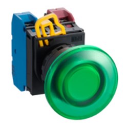 IDEC YW1L-M4E10Q0G Illuminated Pushbutton 40mm Mushroom Momentary Green 250VAC/DC 1NO