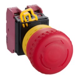 IDEC YW1L-V4E01Q4R Emergency Stop Pushbutton Switch Illuminated 1NC 30mm W 41.4mm H 78.3mm D M3.5 Screw 24VAC/DC